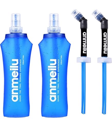 TXSN 500ML Soft Flask, Running Water Bottle Foldable TPU Hydration Flask For Running Hydration Pack Cycling Hiking Marathon, Clear Pack Of 2