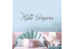 SEATUNE Wall Stickers for Women, Wall Decals for Bedroom, (Easy to Apply), Wall Decor Vinyl Art Quotes Inspirational Sayings Teen Girls Woman Bathroom Home Positive Family Pictures, Hello Gorgeous 35"X9.8"