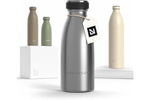 LARS NYSØM stalowa butelka 350ml, 500ml, 750ml, 1L, 1,5 litra | Flaszka termiczna odpowiednia do napojów gazowanych | Butelka na wodę do sportu, jogi lub do szkoły (Stainless Steel, 350ml)