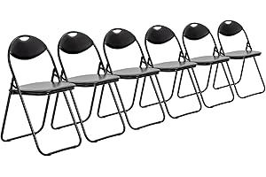 HARBOUR HOUSEWARES Chaise pliante rembourrée - pour le bureau - entièrement noire - lot de 6