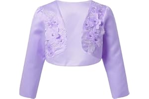 CHICTRY Kids Girls Shrug 3D Flower Long Sleeve Bolero Cardigan for Wedding Birthday Party Dresses