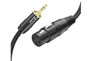 Sovvid XLR Cable to 1/8Inch 3.5mm - 10FT XLR Female to 3.5mm Male Microphone Cable Cord Professional TRS Stereo Balanced Cable for iPhone iPad Tablet Laptop and More Black