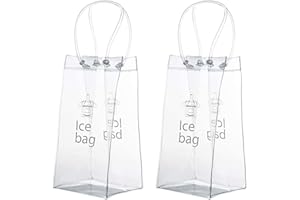 MEIRRAI 2 Piezas Bolsa Botella Vino de Hielo Plegable PVC Champagne Enfriador de Botellas de Vino con Asa, para Pubs y Restaurantes, Hogar