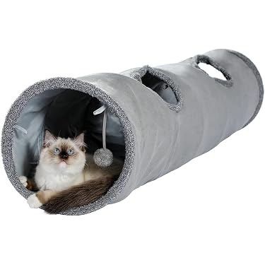 Weihnachtsbaum Katzentunnel Ipetstation Gerade Katzentunnel Für Indoor- Katzen, Katze Plüsch Faltbarer Tunnel Mit Katzenspielzeug Ball Für Indoor Kätzchen (Knochen Kaninchen Tunnel