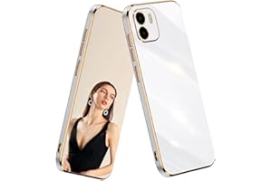 JEELAR ESONG Funda para Xiaomi Redmi A2/A2+/Redmi A1/A1 Plus Carcasa,Moda Galvanoplastia Cubierta Delgado TPU Suave Flexible Case Anti-Choques y Anti- Arañazos Case [Diseño de Borde Dorado]-Blanco