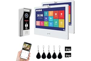 ANJIELO SMART TUYA 1080P Video Puerta Teléfono Apartamento Timbre Intercomunicador Sistema de Intercomunicador, 10 pulgadas Pantalla Táctil Alámbrica, Soporta Entrada de Tarjeta de Deslizamiento y Detección de