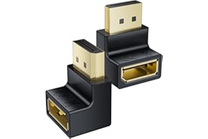 Adaptador de DisplayPort en ángulo hacia Arriba/Abajo, Paquete de 2, BolAAzuL DP 1.2 Macho a DP Hembra Adaptador de extensión en ángulo DP 90 Grados convertidor 4k/60Hz 2K/144 Hz