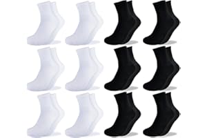 Genérico Home Solazzia - 12 Pares Calcetines Hombre y Calcetines Mujer Algodón de Calidad, Suaves y Cómodos Calcetines Algodón Hombre y Calcetines Algodón mujer (35-40, Negro+Blanco)