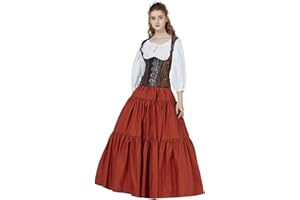 BEAUTELICATE Falda Larga Mujer Algodón Bohemio Falda Medieval Renacentista Gitana Gótico Victoriana Cosplay Ropa de Playa