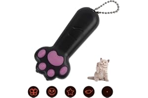 KETIEE 7 in 1 Multifunction Cat Chaser Toys Mini Flashlight Paw Shape LED Lighting Interactive Cat Training Exercise Tool,Black