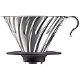 Hario Kaffeefilterhalter / V60 Metal DRIPPER 02 aus Metall/Silber, SCHWARZ für 1-4 Tassen