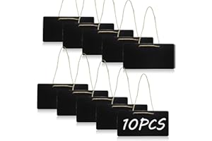 Woohome 10 PCS Mini Holz Tafel avec Chaîne Suspendue, Bois Effaçable Message Board pour La Fête, Mariage, Enfants Craft