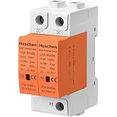 Heschen 2 Pieces Surge Protector PV 1000VDC 2P, Photovoltaic Surge Discharger SPD 20kA/40kA Type 2, Lightning Protection DIN