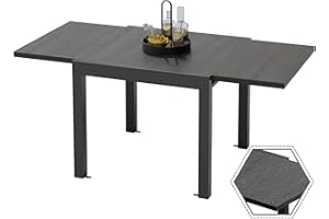 Devoko Mesa de Jardín Extensible en Aluminio - Resistente a la Intemperie 80-160x80x75 cm, Protección UV y Fácil de Limpiar, Comedor Exterior para 4-6 Comensales Terraza/Jardín,Gris Oscuro