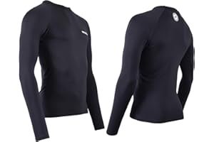 Two Bare Feet Adults Thermal Fleece Lined Rash Guard Vest - Long Sleeve UV Protection Surf Base Layer, Wetsuit Swimming Top for Surfing, Snorkelling & Watersports