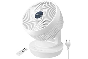 ‎MYCARBON MYCARBON Leiser Ventilator mit Fernbedienung, 1800 m³/h, ECO-Modus, 3D-Modus, Oszillation, 4 Geschwindigkeitsstufen, Timer, 12 Stunden, Turbo, Luftumwälzung, für Büro, Schlafzimmer, 30 m²