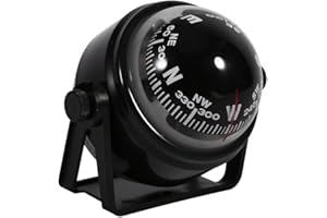 VGEBY Boussole Multifonction Réglable Compas de Navigation Voyage Support Tableau de Bord pour Voiture Mer Marin Bateaux (Couleur : Noir)