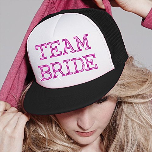 Team Braut Baseball Hat Kristall Braut Hochzeit Party Trucker Cap schwarz / rosa - 2