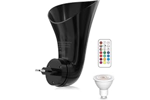 TobeBright Faretto da Parete GU10 con Spina, Applique da Interno Orientabili con una Lampadina LED da 3W RGB + Luce Calda, Wall Washer per Presa a Muro, Portalampada GU10, Girevole 360°