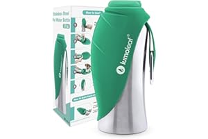 LumoLeaf Bouteilles d'eau Portables pour Chien de 800 ML, Distributeur d'eau de Voyage en Acier Inoxydable pour la Marche, la randonnée et l'extérieur, Bol d'eau Portable pour Grands (Vert., 800ml)