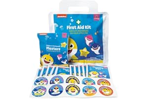 Baby Shark First Aid Kit - Small Mini Kits for Children in Foil Pouch- Home Car Travel Equipment Essentials for Childrens Hea