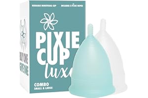 PIXIE CUP Two Soft Menstrual Cups - Most Comfortable Period Cups for Women with Tilted Cervix - Buy One We Give One - Includes Ebook Guide, Flushable Wash Wipes, Lube, & Storage Bag - Tampon & Pad Alternative