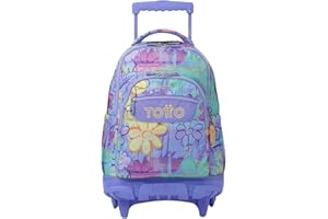 TOTTO - Mochilas Escolares con Ruedas, Capacidad 26 L, Diferentes Modelos, con Bolsillo para PC, Manija Telescópica, Bolsillos Laterales Botella, Correas Ergonómicas, Estampados Únicos