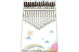 Hearda Kalimba 17 Schlüssel Daumen Klavier, Kalimba Instrument für Anfänger Kinder mit Stimmhammer,Stoffbeutel,Studienführer, 3D Blumendruck Daumenklavier Fingerklavier Musik Geschenk (Regenbogen)