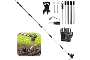 TUIBEIDAMAI Extractora de Malas Hierbas con Mango Largo de 180 cm,Rastrillo de Azadas de Jardín 2 en 1 para Desmalezar,Quitar Malas Hierbas Jardin Mango Largo,Herramientas de Jardín para patio,césped,patio,jardín