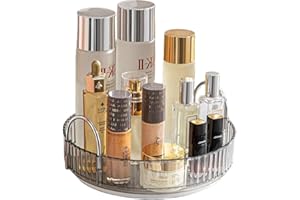 CESTATIVO Organizer do makijażu, obracany o 360°, na blat, o dużej pojemności, organizer na kosmetyki spinningowe, do łazienki, 1 poziom, szary