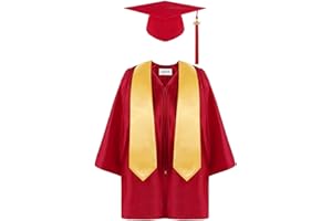 HHSBEAUTY Graduation Cap and Gown Set for Kids,Unisex Boys Girls Primary School with Matching Hat & Tassel Kindergarten Primary School Boys Girls Dress Up Props 4 Set Age 212 Kid Long You Sound like A Girl