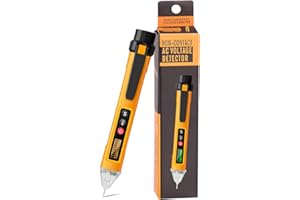 ONGNIUU Rilevatore di tensione senza contatto, doppia gamma 12-1000 V/48-1000 V, schermo LCD, localizzatore di tagli, allarme sonoro e torcia LED, rilevamento preciso di fase e neutro