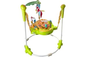 Kyoot Activity Center Musical Jumperoo Baby Bouncer Chair Baby Jumper with Lights, Music, Baby Toys, Teether, 360° Spinning Seat, Adjustable Height | Colourful Animal & Rainforest | 9 Months+ (Green)
