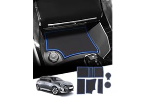 WEIPIN Tappetini gomma antiscivolo compatibili per Peugeo-t 208 e-208/Peugeo-t 2008 e-2008 Restyling 2020-2024, tappetini antipolvere per Braccioli, Portabicchieri, Cuciture Porta, 208 Accessori (Blu)