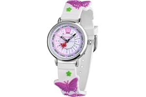 KZKR Kinderuhr Mädchen Armbanduhr Quarz Analog Einfach-Lesen Lernuhr Rosa Mädchenuhr Geschenk Uhr