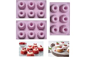 Firavggu Mini Ciambelle in Silicone, 3 Pezzi Stampo per Dolci a Spirale, con Rivestimento Antiaderente, Viola Chiaro Stampi per muffin Ciambella Stampi per Cioccolato,per Bigné, Cubi Ghiaccio,Muffin