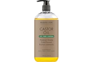 Majestic Pure Bio-Rizinusöl | Hexanfrei, 100% rein | Kaltgepresst | Stimulieren Sie das Wachstum von Haaren, Wimpern, Augenbrauen | Feuchtigkeitsspendend, pflegend | Körper, Haar, Trägeröl | 16 Fl Oz