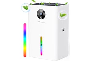 AONELAS Déshumidificateur d Air 1.8L,Portable Electrique Domestique,déshumidification Efficace, Silencieux, Résistance à La Moisissure,7 Led Couleur, Arrêt Temporisé 6/8/10h,Chambre,Bain, Armoire