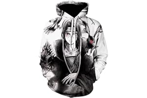 IFIKK Sweat à Capuche Garçon 3D Anime Pull Sweats à Capuche Japonais Anime Cosplay Vetement Enfants Hoodie Uzumaki Uchiha Sasuke Sweat à Manches Longues Vetement