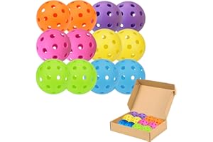 Acidea Pickleball-Bälle mit 40 Löchern, bunt, hohe Haltbarkeit, perfekt ausbalancierte Pickleball-Bälle, hohe Sprungkraft, langlebiges Pickleball-Set, 12 Stück