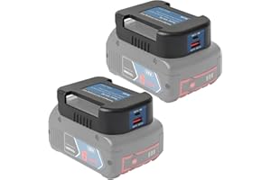 QUPERR 2-pakowy adapter akumulatora, ładowarka USB kompatybilna z profesjonalnym akumulatorem Bosch 18V Podwójna ładowarka USB do telefonu z szybkim ładowaniem typu C (tylko adapter)