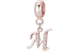 Jokmeo Ciondolo charm con lettere dall'A alla Z per donne in argento 925 puro, compatibile con bracciali e collari della marca Pandora e di stile europeo, adatto a donne e ragazze.ZM1