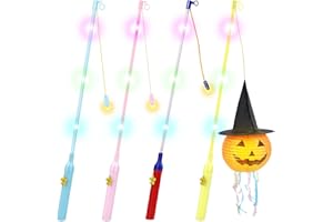 BUNAA Laternenstab mit LED, LED Laternenstab Elektrisch für St Martin Halloween 4er Kinderlampenstäbe 50CM Laternen Stab für St. Martins-Paraden,Kinderpartys, Kindergarten, Kostümpartys, Halloween, Mehr