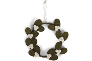 ‎GRY & SIF Gry & Sif Türkranz, Mistelzweigkranz, Filzdekoration, Handmade, Fairtrade, Kranz zum aufhängen als Weihnachtsdeko, Geschenkidee, Zeitlose Dekoration, Wohndeko (15cm)