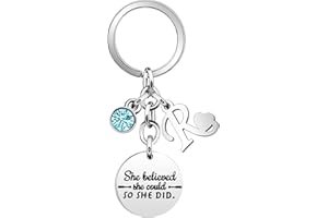 SAMORION Inspirational Gift Key Chains "She Believe She Could So She Did"Encourage Key Rings for Her Women Girls Sister BFF Best Friends Bestie Colleague Graduation Birthday Christmas Anniversary Key Chain