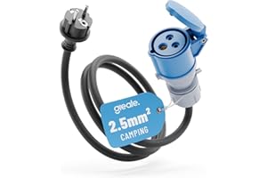 ‎GREATE. greate 16A Schuko Stecker auf CEE Kupplung - CEE Adapter 230V mit 150 cm Kabellänge & IP44 Schutz - CEE Adapter Schuko, Wohnwagen Stecker, Campingstecker Adapter, Camping Kabel Adapter