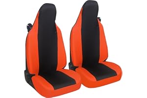 Susy Shop Coprisedili Auto Compatibili Per Smart fortwo, 450 451 e 453, Set 2 Fodere Anteriori, Realizzate In Tessuto Policotone (Nero/Arancione)