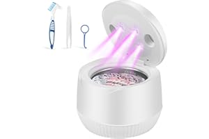 ‎GUKKK GuKKK Ultraschallreinigungsgerät,45000Hz Ultraschallreiniger,25W Ultrasonic Cleaner mit UV Lampe Timer,Ultraschallreiniger 200ML,Schmuck Reinigung Ultraschall für Zahnprothesen, Aligner (Weiß)