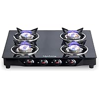 Lifelong LLGS30 Manual Ignition High Efficiency 4 Burner Gas Stove with Toughened Glass Top, ISI Certified, For LPG Use (1 Ye