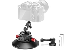 NEEWER 6" /15,2cm Supporto a Ventosa con Braccio Magico a Testa Sferica, Supporto a Ventosa in Metallo sul Cruscotto dell'Auto per Action Camera/Telefono, con Fori di Montaggio da 1/4" e 3/8" per ARRI